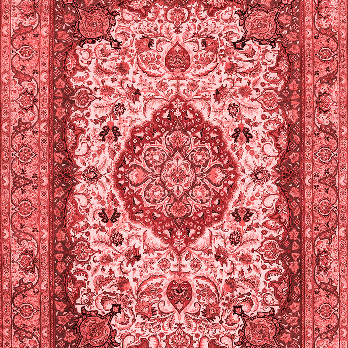 Machine Washable Medallion Red Traditional Rug, wshtr384red