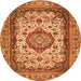 Square Medallion Orange Traditional Rug, tr384org