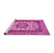 Sideview of Machine Washable Medallion Pink Traditional Rug, wshtr384pnk