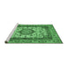 Sideview of Machine Washable Medallion Emerald Green Traditional Area Rugs, wshtr384emgrn