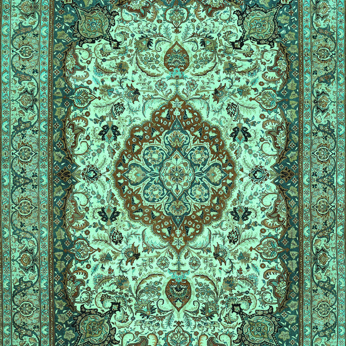 Machine Washable Medallion Turquoise Traditional Area Rugs, wshtr384turq