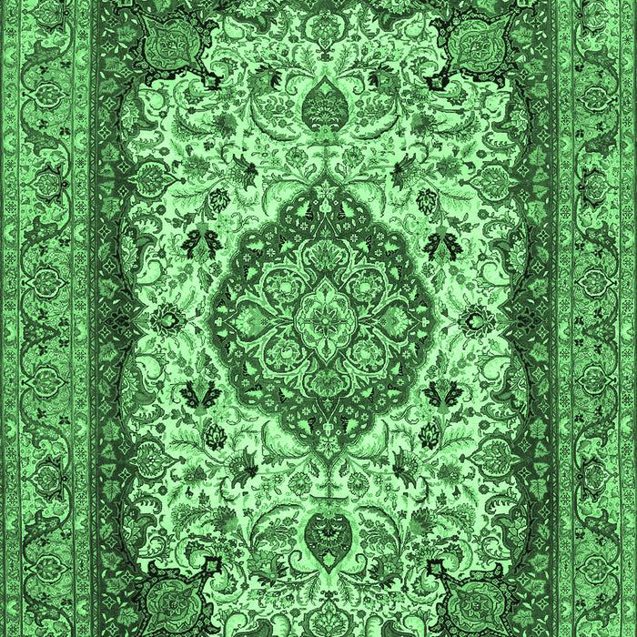Machine Washable Medallion Emerald Green Traditional Area Rugs, wshtr384emgrn