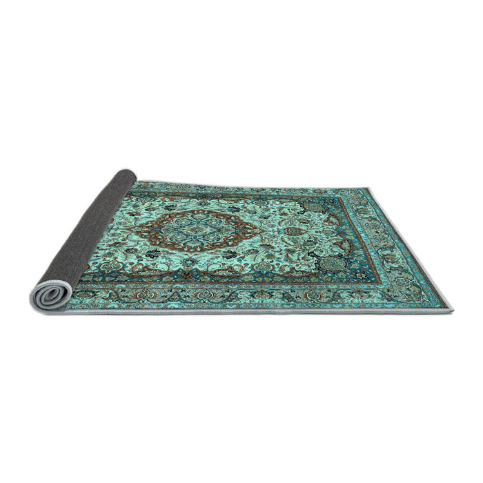 Sideview of Medallion Light Blue Traditional Rug, tr384lblu