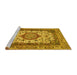 Sideview of Machine Washable Medallion Yellow Traditional Rug, wshtr384yw