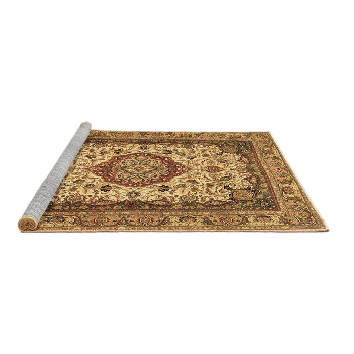Sideview of Machine Washable Medallion Brown Traditional Rug, wshtr384brn