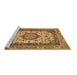 Sideview of Machine Washable Medallion Brown Traditional Rug, wshtr384brn