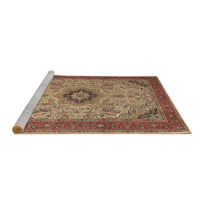 Sideview of Machine Washable Traditional Saffron Red Rug, wshtr385