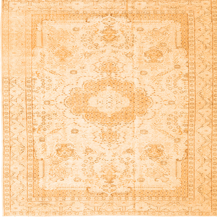 Round Machine Washable Persian Orange Traditional Area Rugs, wshtr3850org