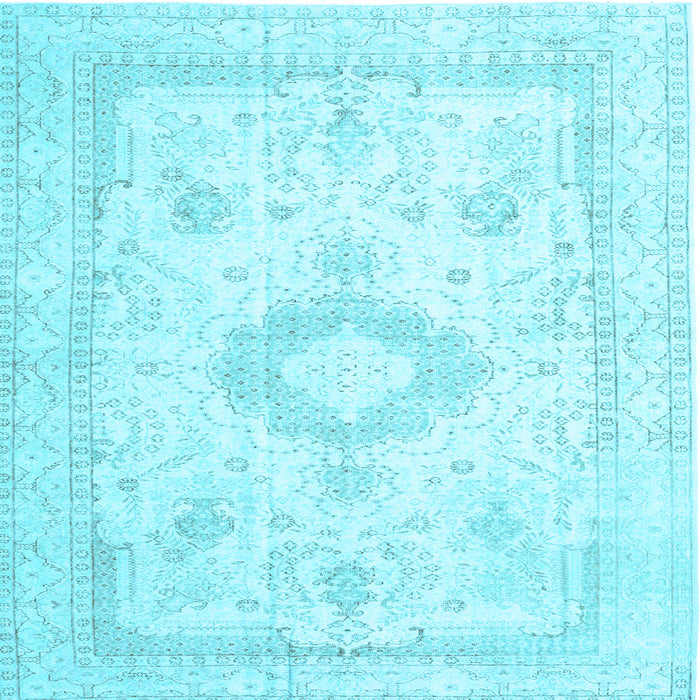 Square Machine Washable Persian Light Blue Traditional Rug, wshtr3850lblu