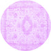 Round Machine Washable Persian Purple Traditional Area Rugs, wshtr3850pur