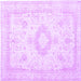 Square Machine Washable Persian Purple Traditional Area Rugs, wshtr3850pur