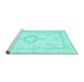 Sideview of Machine Washable Persian Turquoise Traditional Area Rugs, wshtr3850turq