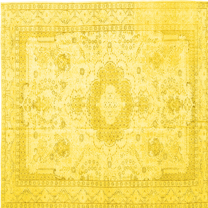 Square Persian Yellow Traditional Rug, tr3850yw