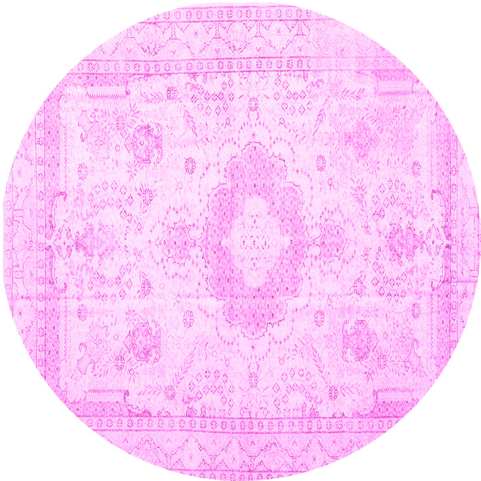 Round Machine Washable Persian Pink Traditional Rug, wshtr3850pnk
