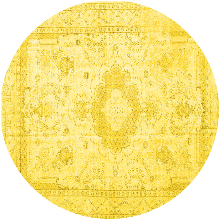 Round Persian Yellow Traditional Rug, tr3850yw