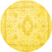 Round Persian Yellow Traditional Rug, tr3850yw