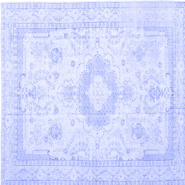 Square Machine Washable Persian Blue Traditional Rug, wshtr3850blu