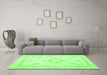 Machine Washable Persian Green Traditional Area Rugs in a Living Room,, wshtr3850grn