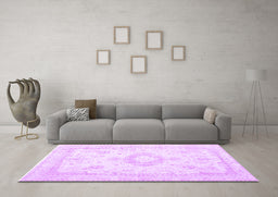 Machine Washable Persian Purple Traditional Area Rugs in a Living Room, wshtr3850pur