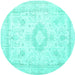 Round Persian Turquoise Traditional Rug, tr3850turq