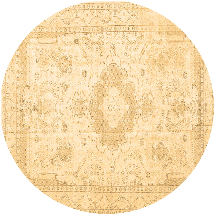 Round Persian Brown Traditional Rug, tr3850brn
