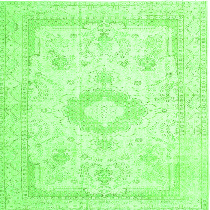 Round Machine Washable Persian Green Traditional Area Rugs, wshtr3850grn