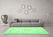 Machine Washable Persian Emerald Green Traditional Area Rugs in a Living Room,, wshtr3850emgrn