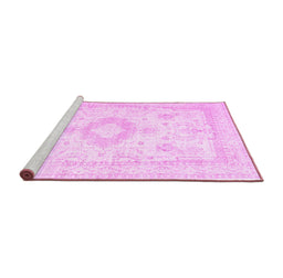 Sideview of Machine Washable Persian Pink Traditional Rug, wshtr3850pnk