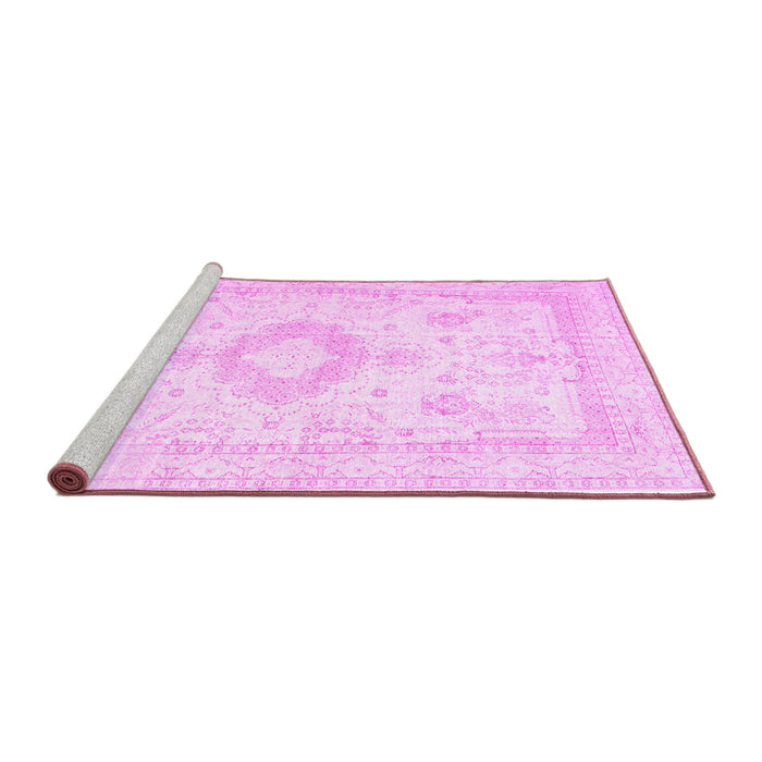 Sideview of Machine Washable Persian Pink Traditional Rug, wshtr3850pnk
