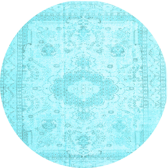 Round Machine Washable Persian Light Blue Traditional Rug, wshtr3850lblu