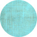 Round Persian Light Blue Traditional Rug, tr3851lblu