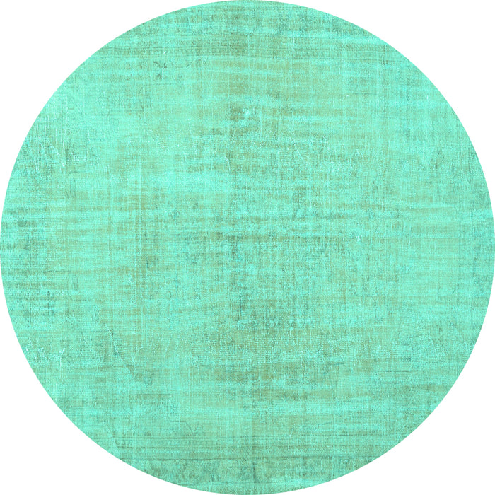 Round Machine Washable Persian Turquoise Traditional Area Rugs, wshtr3851turq
