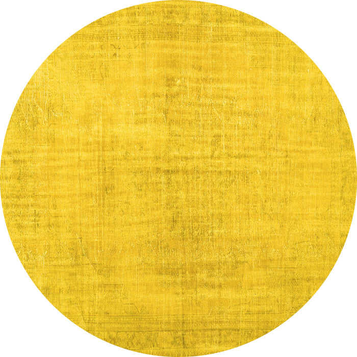 Round Machine Washable Persian Yellow Traditional Rug, wshtr3851yw