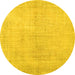 Round Machine Washable Persian Yellow Traditional Rug, wshtr3851yw