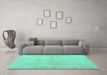 Machine Washable Persian Turquoise Traditional Area Rugs in a Living Room,, wshtr3851turq