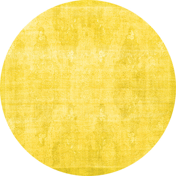 Round Machine Washable Persian Yellow Traditional Rug, wshtr3852yw