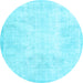 Round Machine Washable Persian Light Blue Traditional Rug, wshtr3852lblu