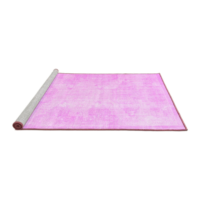 Sideview of Machine Washable Persian Pink Traditional Rug, wshtr3852pnk