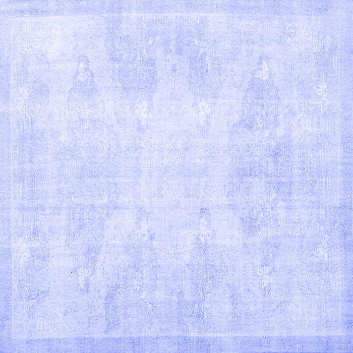 Square Machine Washable Persian Blue Traditional Rug, wshtr3852blu