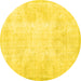 Round Persian Yellow Traditional Rug, tr3852yw