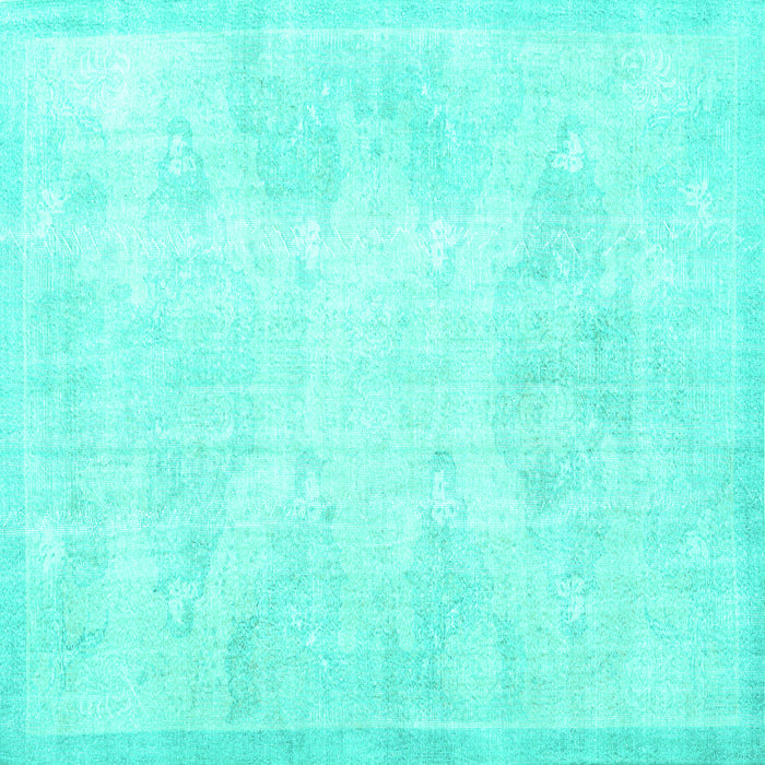 Square Machine Washable Persian Turquoise Traditional Area Rugs, wshtr3852turq