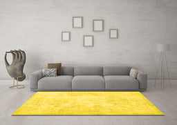Machine Washable Persian Yellow Traditional Rug in a Living Room, wshtr3852yw