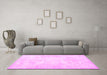 Machine Washable Persian Pink Traditional Rug in a Living Room, wshtr3852pnk