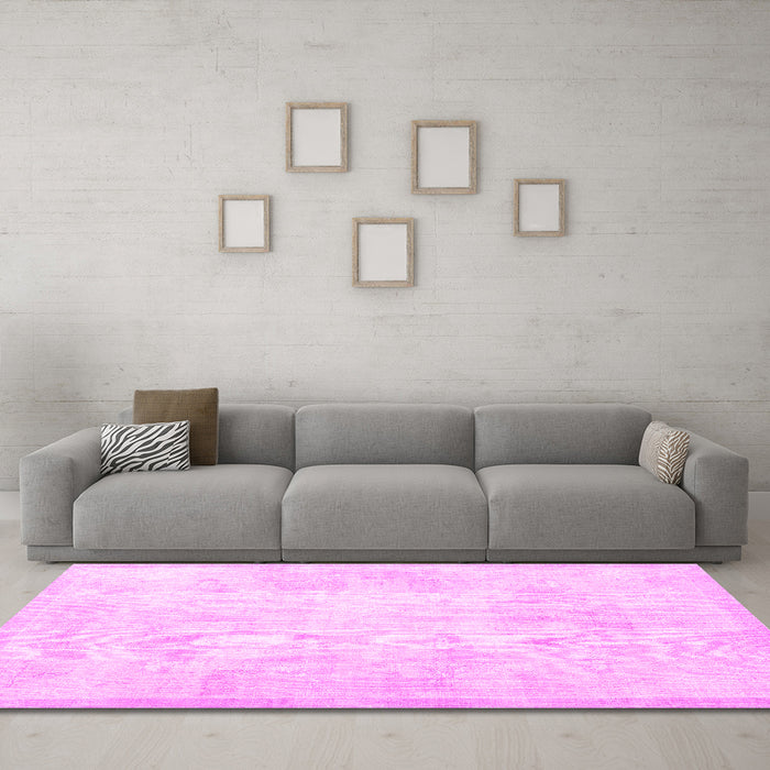 Machine Washable Persian Pink Traditional Rug in a Living Room, wshtr3852pnk