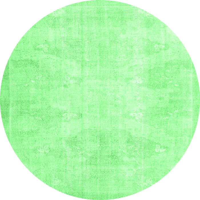 Round Machine Washable Persian Emerald Green Traditional Area Rugs, wshtr3852emgrn