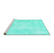 Sideview of Machine Washable Persian Turquoise Traditional Area Rugs, wshtr3852turq