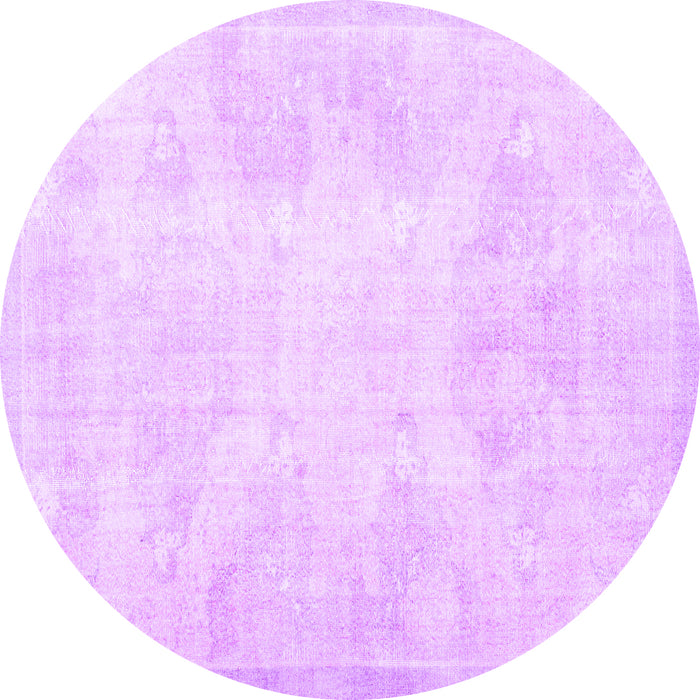 Round Machine Washable Persian Purple Traditional Area Rugs, wshtr3852pur