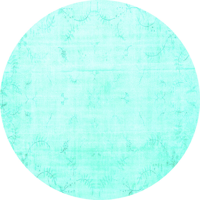 Round Persian Turquoise Traditional Rug, tr3853turq