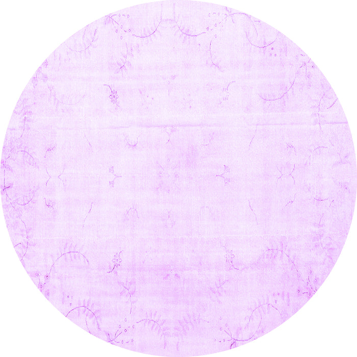Round Machine Washable Persian Purple Traditional Area Rugs, wshtr3853pur