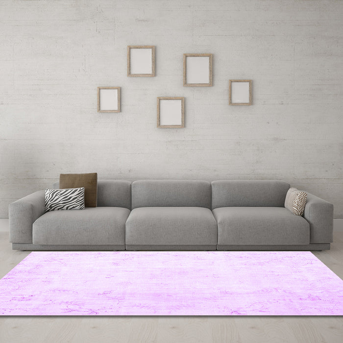 Machine Washable Persian Purple Traditional Area Rugs in a Living Room, wshtr3853pur
